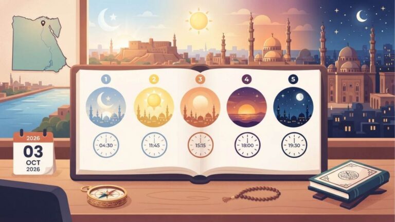 Jadwal Sholat Cairo 3 Oktober 2026: Subuh, Dzuhur, Ashar, Magrib, dan Isya